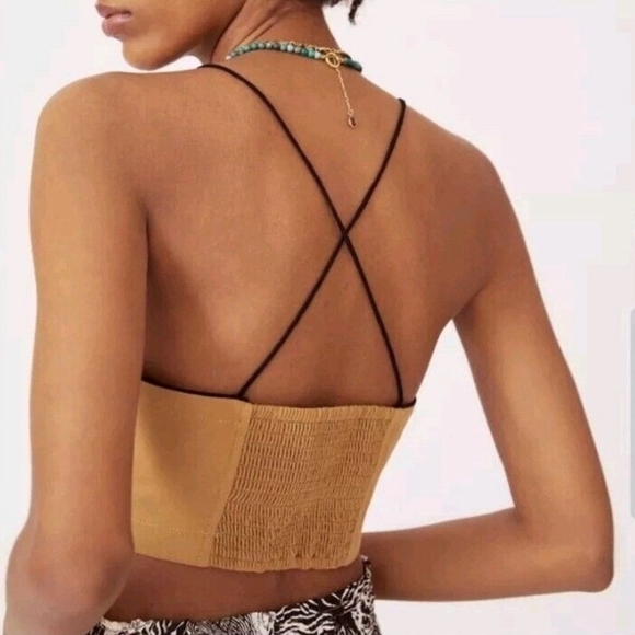 Maeve by Anthropologie Linen Tan Cropped Top | Women’s Size Small - Picture 2 of 3